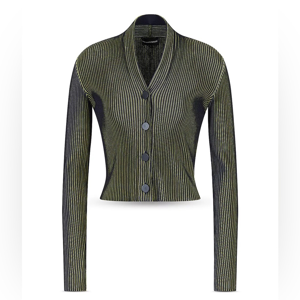 Bicolor Stripe Cropped Cardigan. Emporio Armani. Size M. New with Tags.